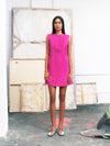 Vestido curto smoking - Magenta